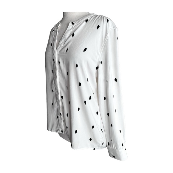 JASMINE & JULIANA White and Black Splodge Long Sleeves Blouse Size Large - Picture 2 of 13